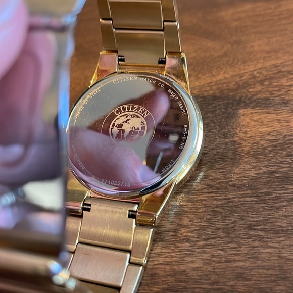 Citizen Men's Watch AU1062-56G Eco Drive Diamond Accent Black Dial Gold Steel - Picture 2 of 3